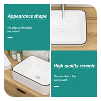 19x15 Inch White Ceramic Rectangular Vessel Bathroom white-ceramic