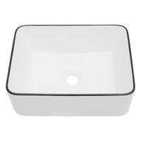 16x12 Inch White Ceramic Rectangular Vessel Bathroom white-ceramic