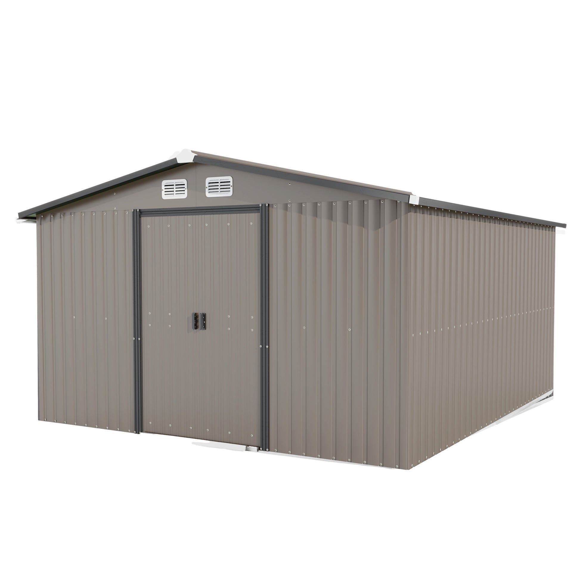 Patio, Lawn & Garden,Metal Outdoor Storage Shed 10Ft X 8Ft, Clearance With Lockable Door Metal Garden Shed Steel Anti Corrosion Storage House Waterproof Tool Shed For Backyard Patio, Lawn And Garden Brown Year Round Use Metal