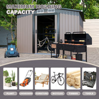 Patio, Lawn & Garden,Metal Outdoor Storage Shed 10Ft X 8Ft, Clearance With Lockable Door Metal Garden Shed Steel Anti Corrosion Storage House Waterproof Tool Shed For Backyard Patio, Lawn And Garden Brown Year Round Use Metal