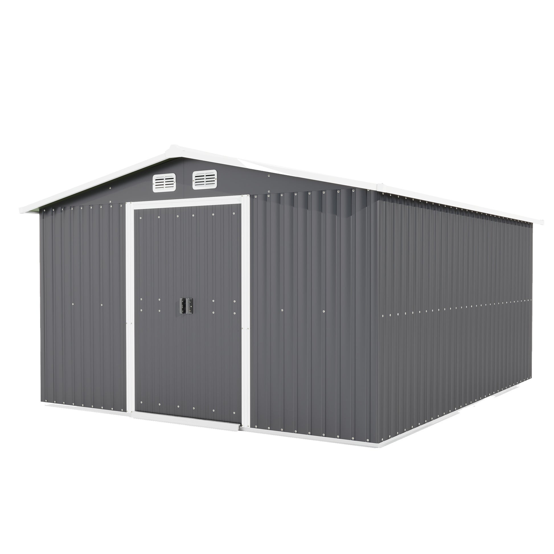 Patio, Lawn & Garden,Metal Outdoor Storage Shed 10Ft X 8Ft, Clearance With Lockable Door Metal Garden Shed Steel Anti Corrosion Storage House Waterproof Tool Shed For Backyard Patio, Lawn And Garden Grey Year Round Use Metal