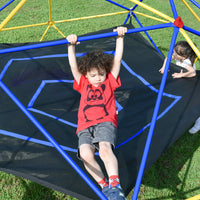 10Ft Geometric Dome Climber Play Center, Kids Climbing Dome Tower With Hammock, Rust & Uv Resistant Steel Supporting 1000 Lbs Blue Yellow Metal