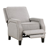 Push Back Reclining Chair Transitional Style Chenille Fabric Self Reclining Motion Chair 1Pc Cushion Seat Modern Living Room Furniture Beige Brown Primary Living Space Transitional Solid Wood