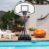 Portable Poolside Basketball Hoop Swimming Pool 3.1Ft To 4.7Ft Height Adjustable Basketball System Goal Stand For Kids White Black Steel