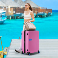 Contrast Color 3 Piece Luggage Set Hardside Spinner Suitcase With Tsa Lock 20" 24' 28" Available Pink Abs