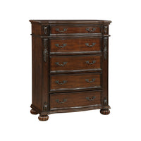 Classic Traditional 1Pc Chest Of 5 Drawers Cherry Finish Formal Bedroom Furniture Carving Wood Design Cherry Bedroom Ornate Traditional,Traditional Wood
