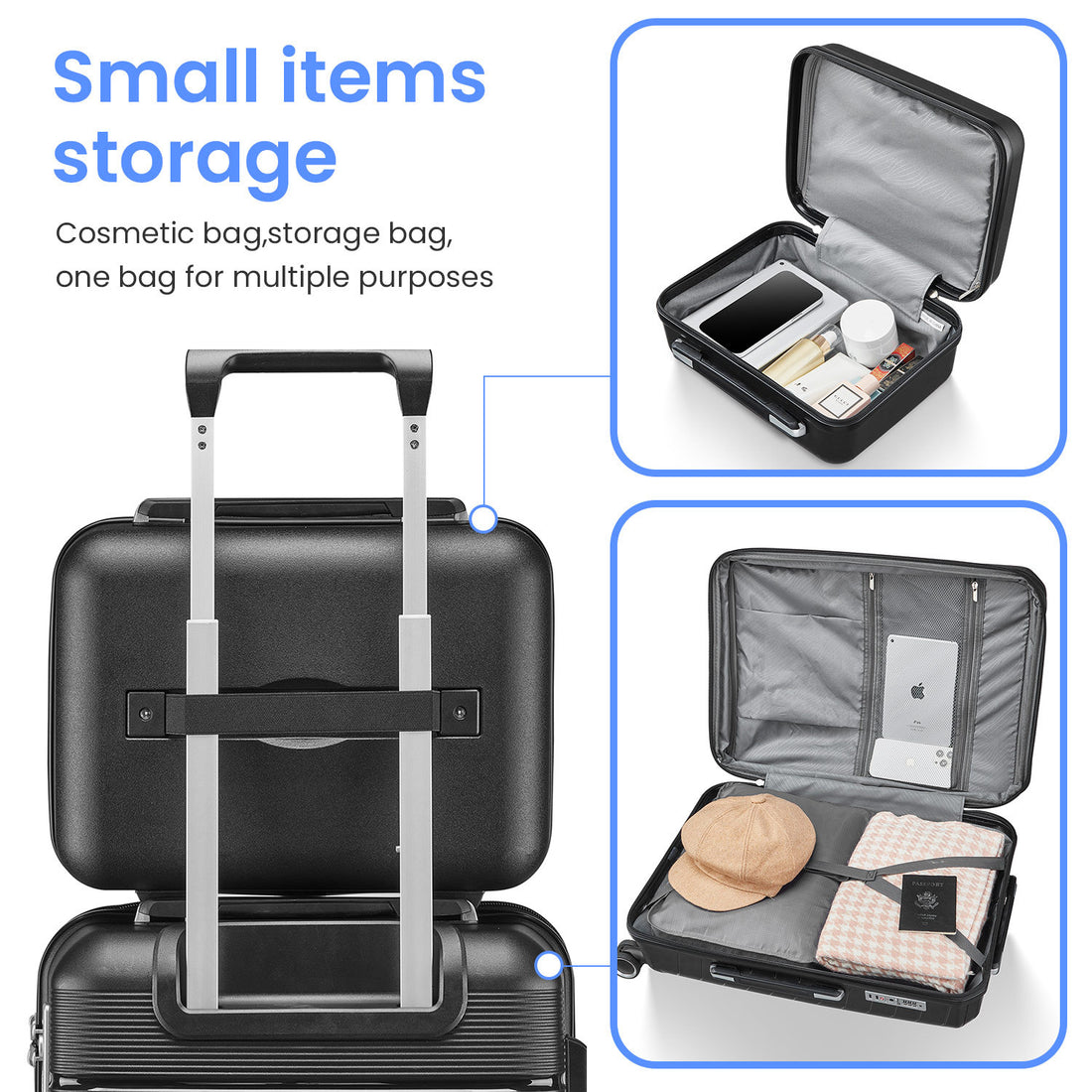 Luggage Sets 4 Piece 14 20 24 28 Pp Lightweight & Durable Expandable Suitcase Black Polypropylene