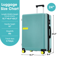 Contrast Color Hardshell Luggage 24Inch Expandable Spinner Suitcase With Tsa Lock Lightweight Teal Blue Abs