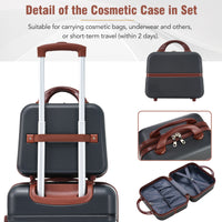 Hardshell Luggage Sets 3 Pieces 20" 28" Luggages And Cosmetic Case Spinner Suitcase With Tsa Lock Lightweight Black Abs