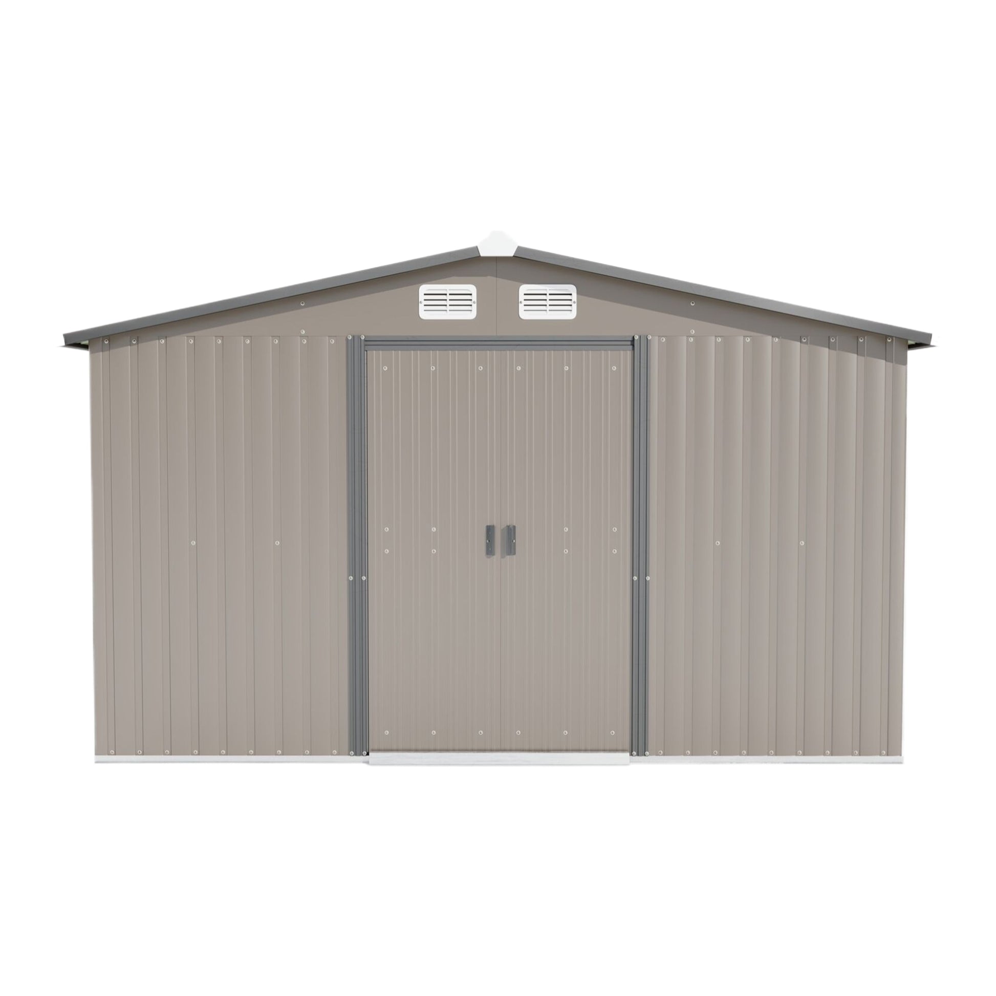 Patio, Lawn & Garden,Metal Outdoor Storage Shed 10Ft X 12Ft,Clearance With Lockable Door Metal Garden Shed Steel Anti Corrosion Storage House Waterproof Tool Shed For Backyard Patio Brown Metal