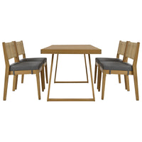 Multi Person Outdoor Acacia Wood Dining Table And Chair Set, Thick Cushions, Suitable For Balcony, Vourtyard, And Garden. Gray Acacia Wood