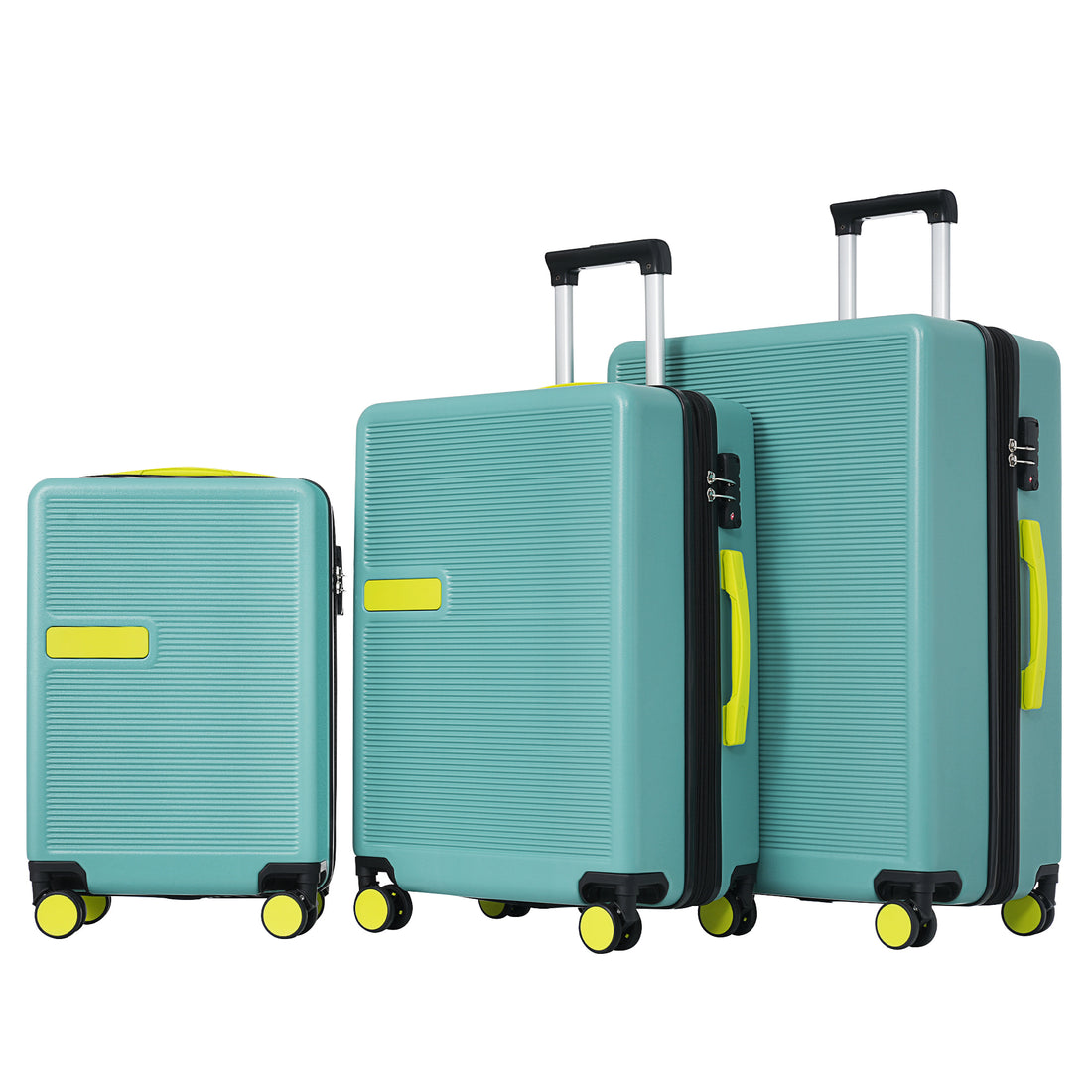 Contrast Color 3 Piece Luggage Set Hardside Spinner Suitcase With Tsa Lock 20" 24' 28" Available Teal Blue Abs