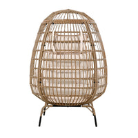 Rope Egg Shaped Chair With Removable Cushion, Suitable For Courtyard, Garden, Balcony. Beige Seats 2 Rope