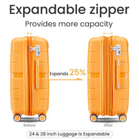 Luggage Sets 4 Piece 14 20 24 28 Pp Lightweight & Durable Expandable Suitcase Orange Polypropylene