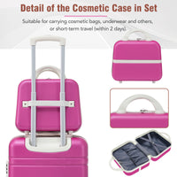 Hardshell Luggage Sets 3 Pieces 20" 24" Luggages And Cosmetic Case Spinner Suitcase With Tsa Lock Lightweight Pink Abs