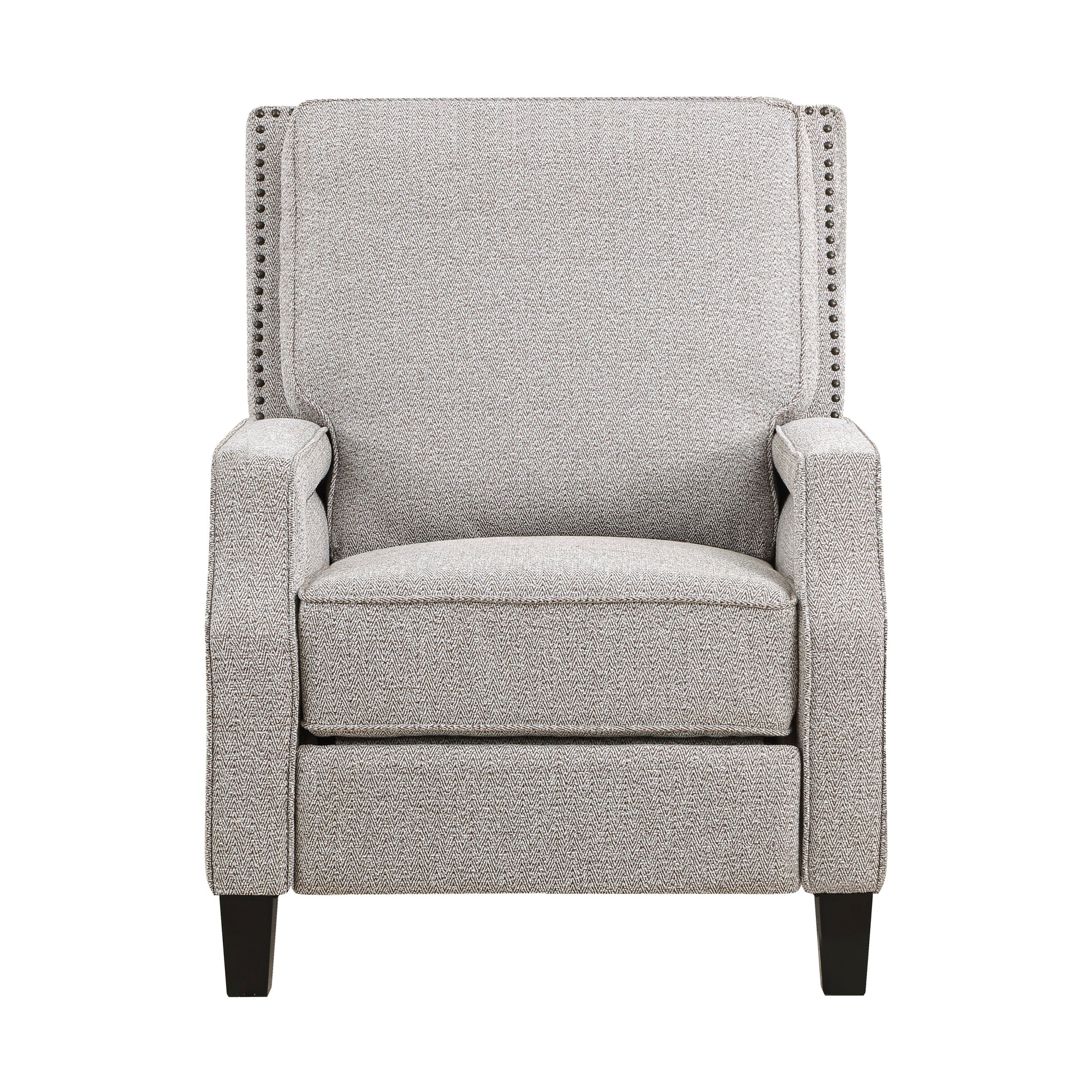 Push Back Reclining Chair Transitional Style Chenille Fabric Self Reclining Motion Chair 1Pc Cushion Seat Modern Living Room Furniture Beige Brown Primary Living Space Transitional Solid Wood