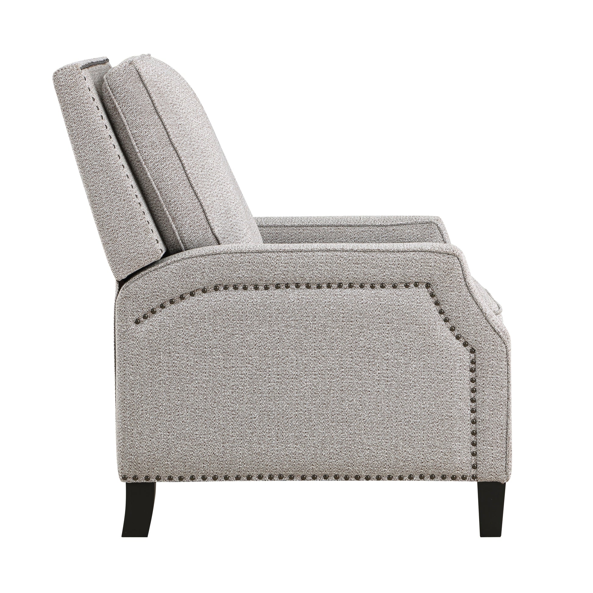 Push Back Reclining Chair Transitional Style Chenille Fabric Self Reclining Motion Chair 1Pc Cushion Seat Modern Living Room Furniture Beige Brown Primary Living Space Transitional Solid Wood