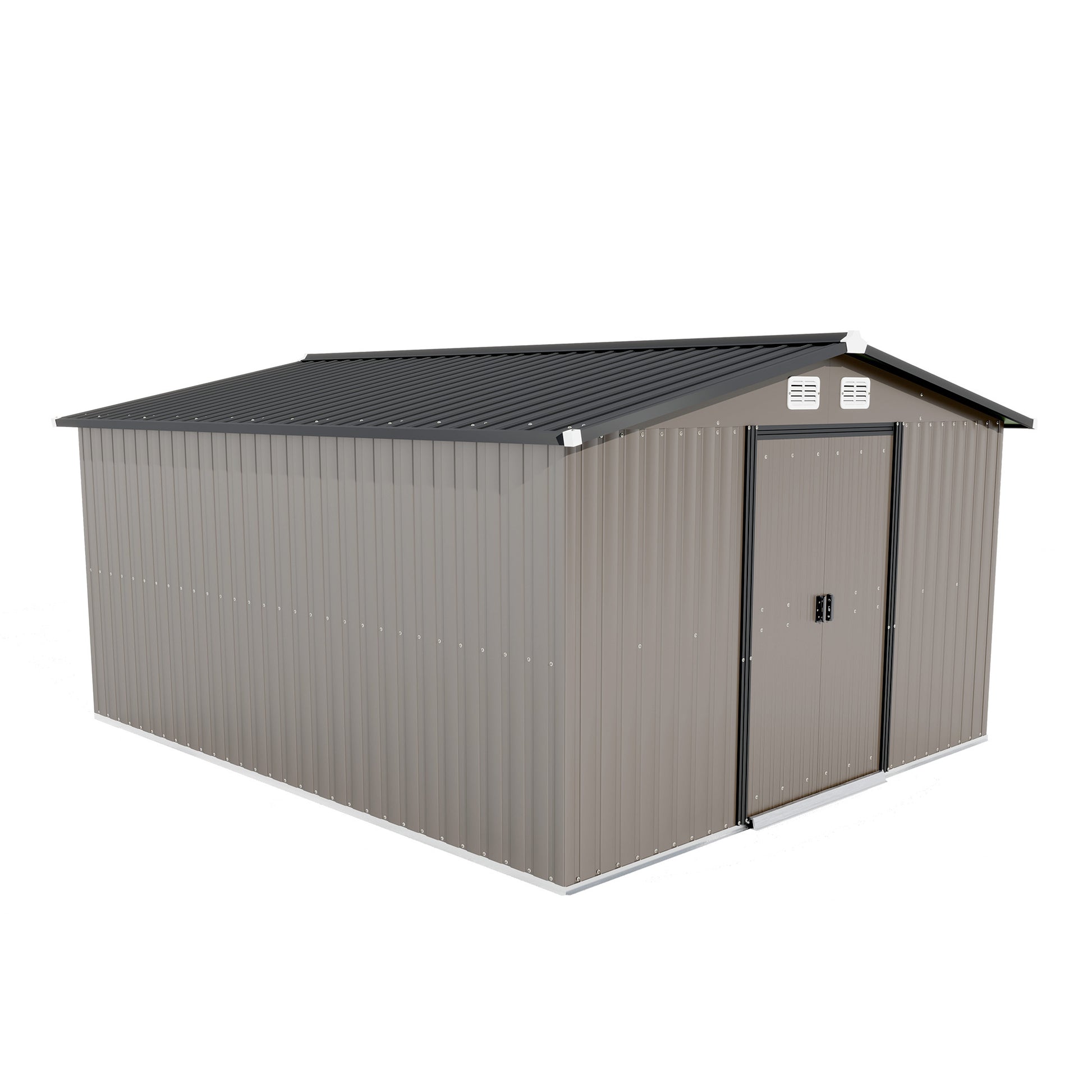 Patio, Lawn & Garden,Metal Outdoor Storage Shed 10Ft X 12Ft,Clearance With Lockable Door Metal Garden Shed Steel Anti Corrosion Storage House Waterproof Tool Shed For Backyard Patio Brown Metal