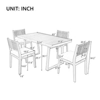 Multi Person Outdoor Acacia Wood Dining Table And Chair Set, Thick Cushions, Suitable For Balcony, Vourtyard, And Garden. Gray Acacia Wood