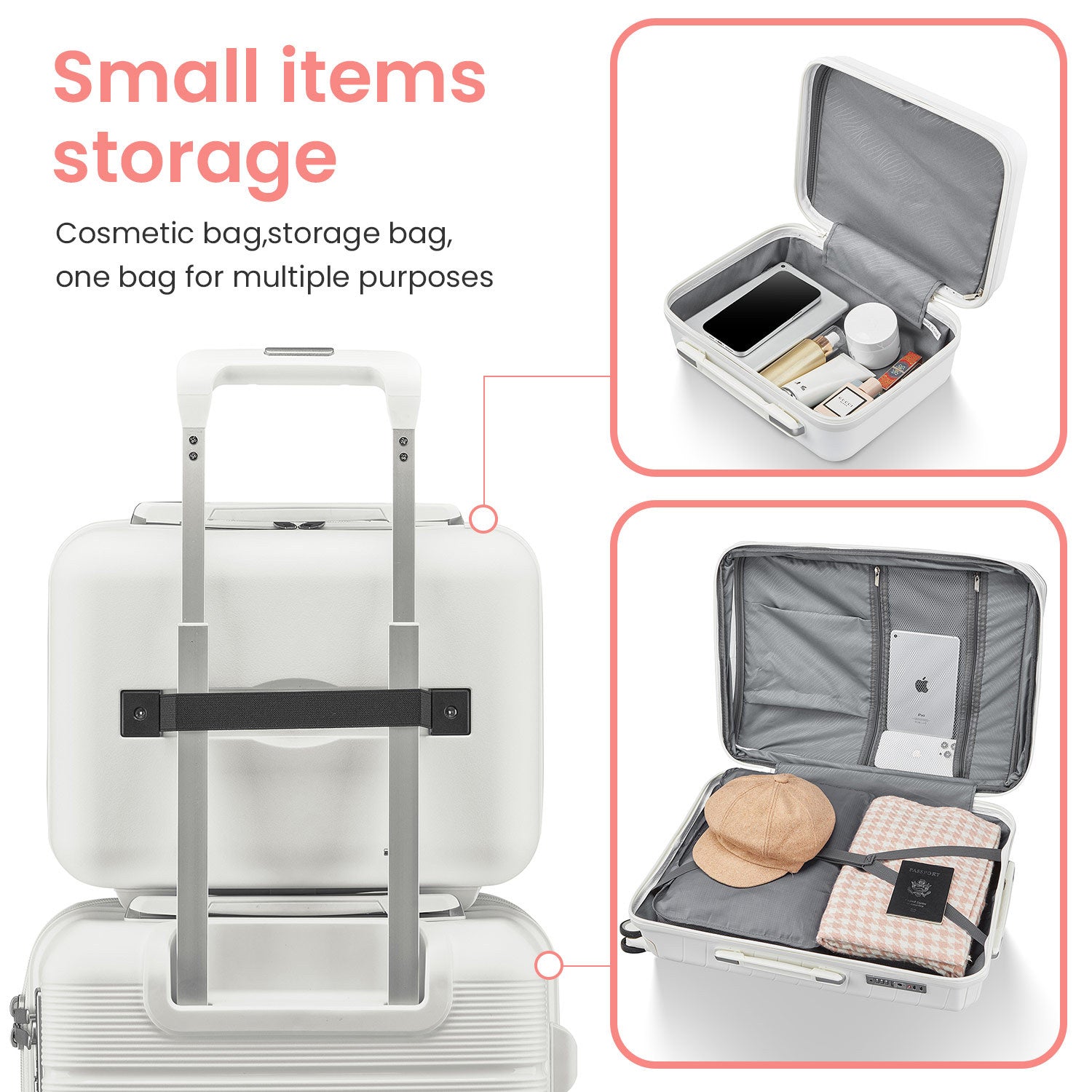 Luggage Sets 4 Piece 14 20 24 28 Pp Lightweight & Durable Expandable Suitcase White Polypropylene