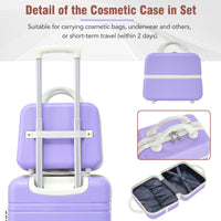 Hardshell Luggage Sets 3 Pieces 20" 28" Luggages And Cosmetic Case Spinner Suitcase With Tsa Lock Lightweight Purple Abs