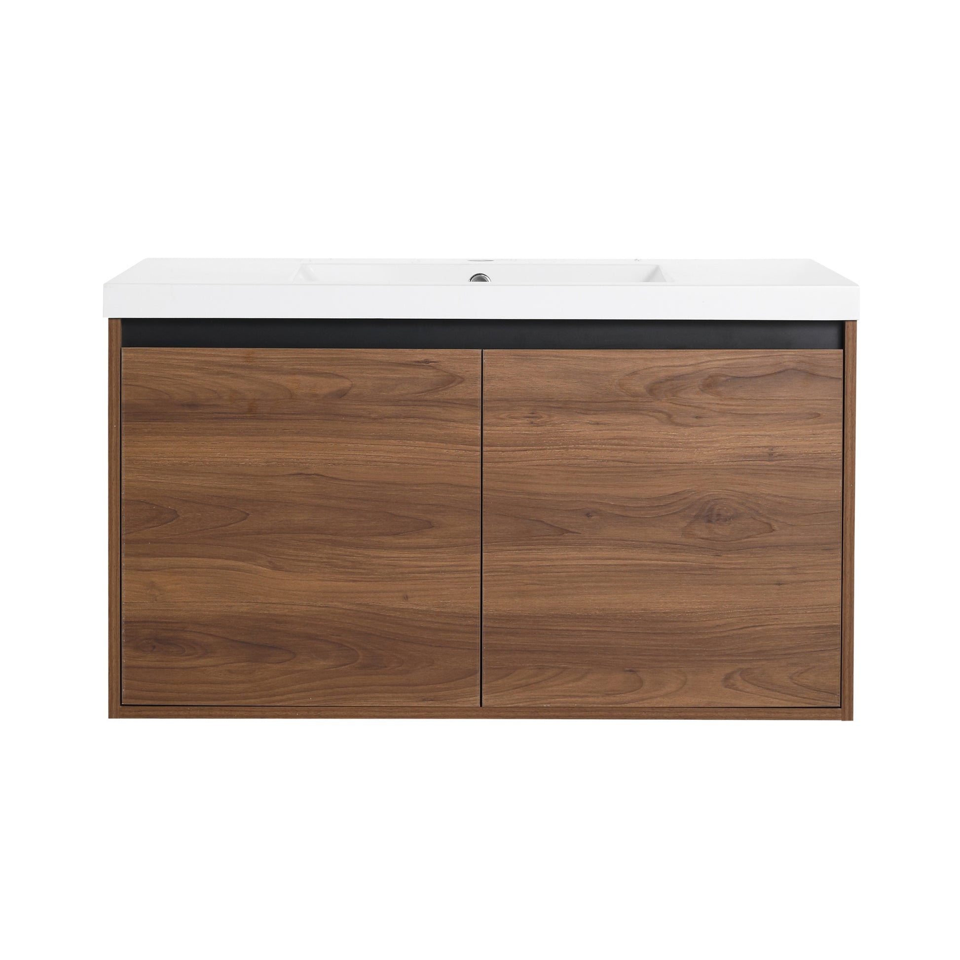 Brown 36 Inch Bathroom Vanity With Resin Countertop Sink, 2 Doors Bathroom Cabinet Set Brown Bathroom American Design Engineered Wood