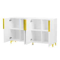 Glossy Finish Light Luxury Storage Cabinet, Adjustable, Suitable For Living Room, Study, Hallway. White Mdf