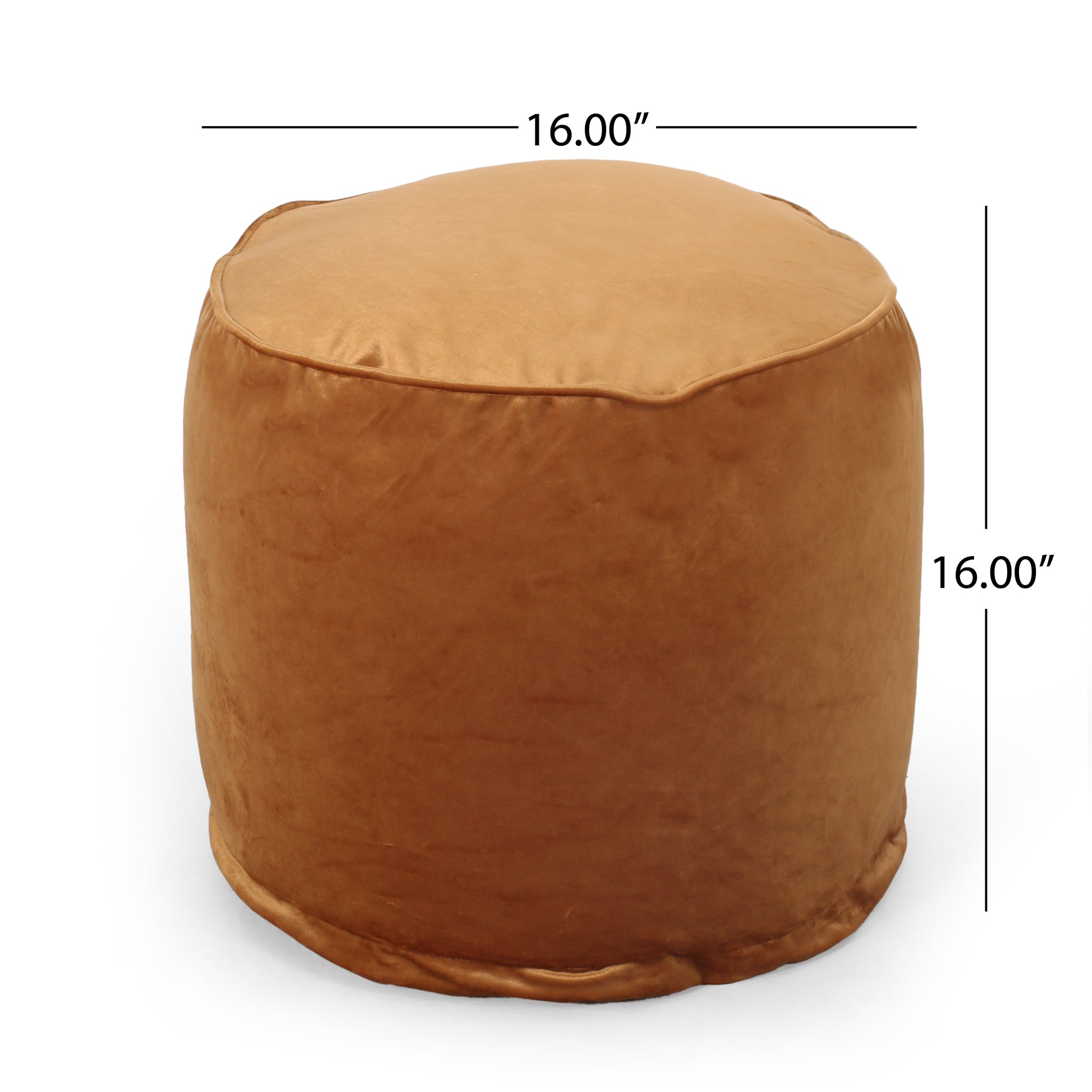 Shimon Cylinder Pouf, Apricot Apricot Pu Velvet