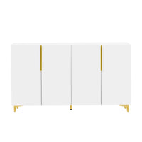 Glossy Finish Light Luxury Storage Cabinet, Adjustable, Suitable For Living Room, Study, Hallway. White Mdf