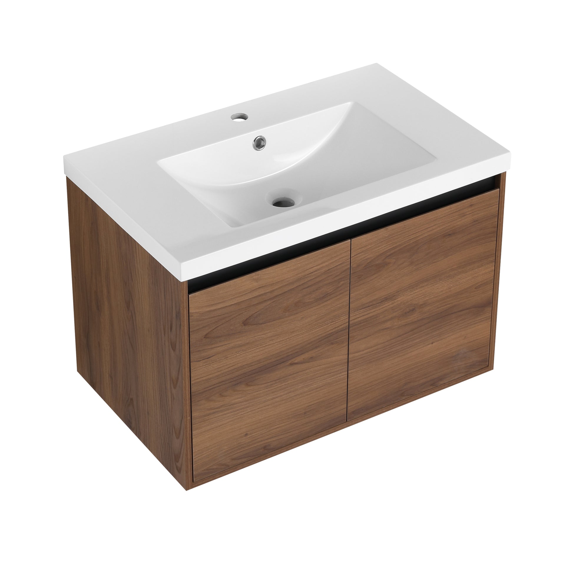 Brown 30 Inch Bathroom Vanity With Resin Countertop Sink, 2 Doors Bathroom Cabinet Set Brown Bathroom American Design Engineered Wood