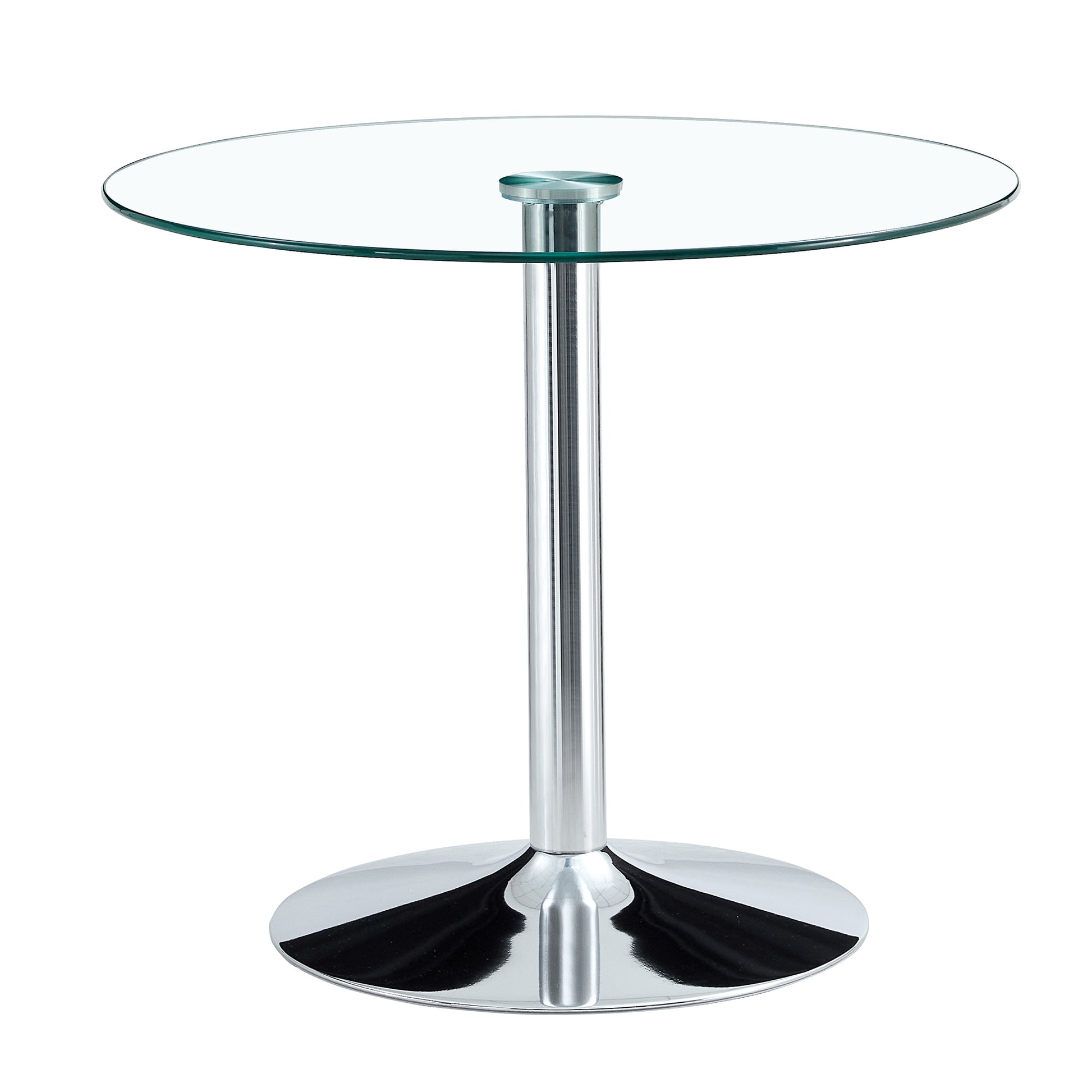 A Glass Tabletop With A Diameter Of 35 Inches And A Modern Minimalist Circular Dining Table With Electroplated Silver Metal Legs. Suitable For Restaurants, Living Rooms, And Conference Rooms.Dt 1166 Transparent Glass Metal