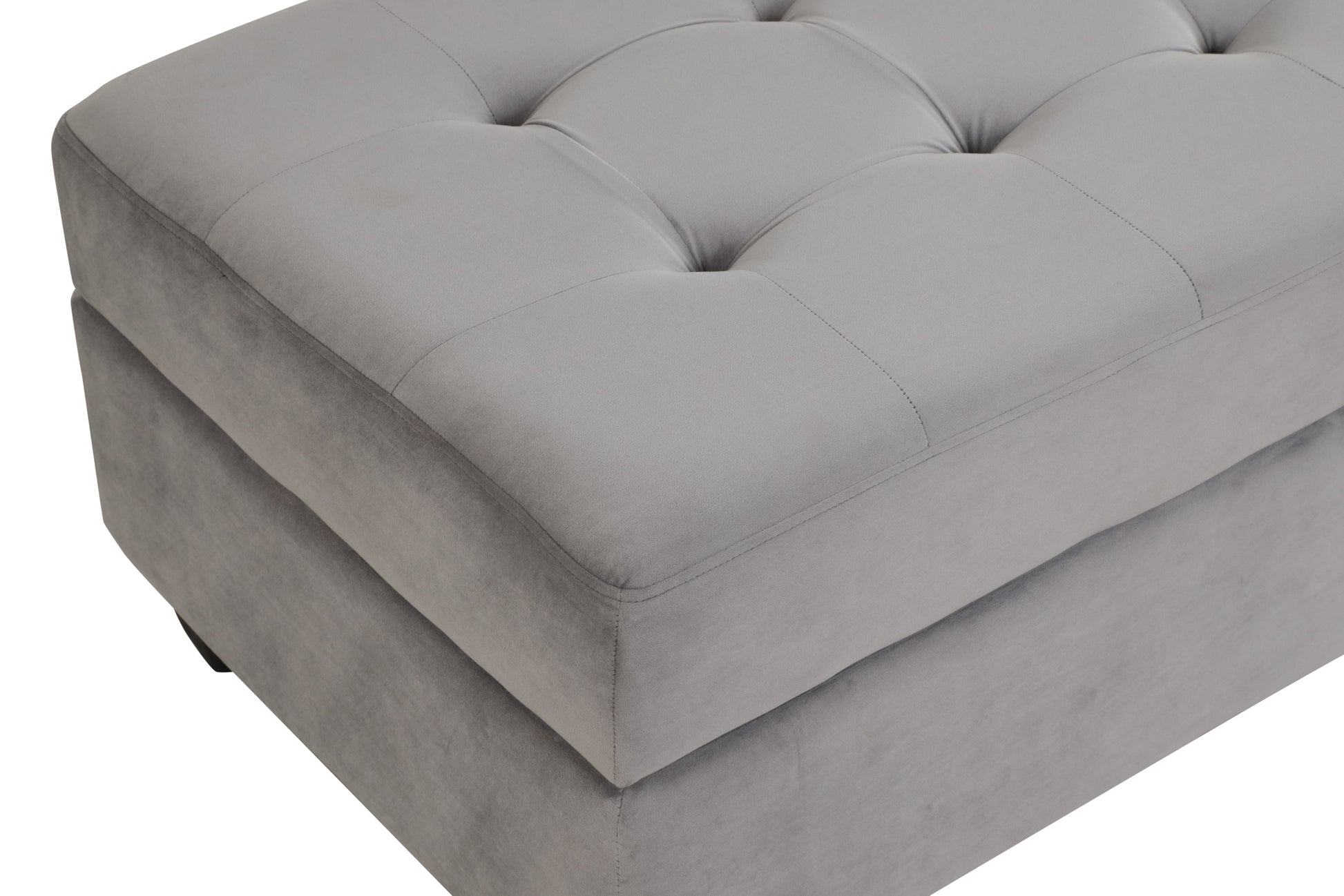 Omega Velvet Upholstery Contemporary Ottoman With Storage Made With Wood Gray Wood Primary Living Space Solid Grey Tufted Gray Velvet Velvet Medium Soft Contemporary Rectangle Internal Storage Wood Velvet