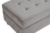 Omega Velvet Upholstery Contemporary Ottoman With Storage Made With Wood Gray Wood Primary Living Space Solid Grey Tufted Gray Velvet Velvet Medium Soft Contemporary Rectangle Internal Storage Wood Velvet