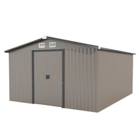 Patio, Lawn & Garden,Metal Outdoor Storage Shed 10Ft X 12Ft,Clearance With Lockable Door Metal Garden Shed Steel Anti Corrosion Storage House Waterproof Tool Shed For Backyard Patio Brown Metal