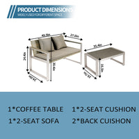 Full Aluminum Woven Rattan Double Sofa Coffee Table Yes Complete Patio Set Khaki Mildew Resistant Frame Fade Resistant Cushion Garden & Outdoor Modern Complete Patio Sets Aluminum Aluminum