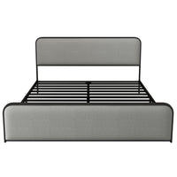 Modern Metal Bed Frame With Curved Upholstered Headboard And Footboard Bed With Under Bed Storage, Heavy Duty Metal Slats, King Size, Grey Grey Metal Modern Metal