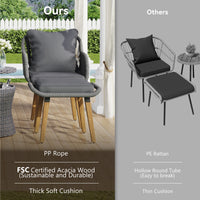 K&K 5 Pieces Patio Furniture Chair Sets, Patio Conversation Set With Wicker Cool Bar Table, Ottomans,Outdoor Furniture Bistro Sets For Porch,Backyard,Balcony,Poolside Grey Yes Complete Patio Set Grey Weather Resistant Frame Fade Resistant Cushion Garden