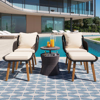 K&K 5 Pieces Patio Furniture Chair Sets, Patio Conversation Set With Wicker Cool Bar Table, Ottomans,Outdoor Furniture Bistro Sets For Porch,Backyard,Balcony,Poolside Black&Beige Yes Complete Patio Set Beige Black Weather Resistant Frame Fade Resistant