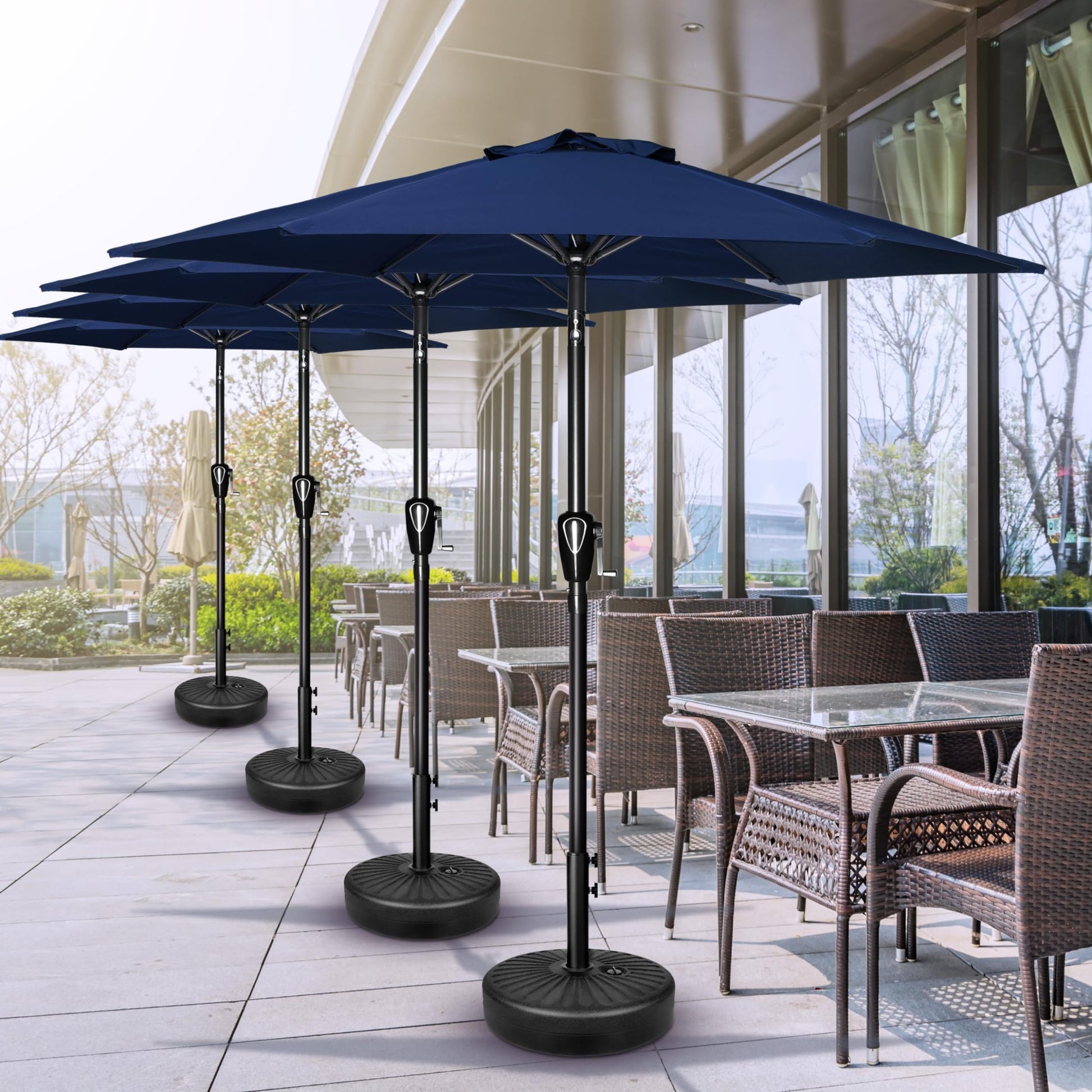 7.5Ft Patio Outdoor Table Market Yard Umbrella With Push Button Tilt Crank, 6 Sturdy Ribs For Garden, Deck, Backyard, Pool, Dark Blue Dark Blue Manual Garden & Outdoor High Wind Resistant Umbrellas Stainless Steel