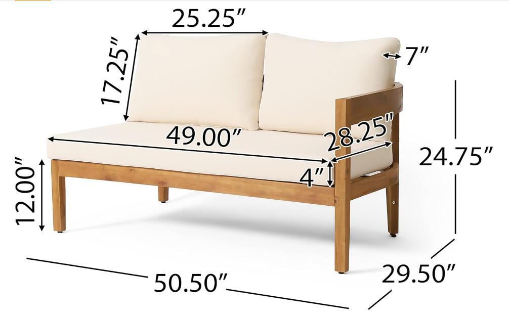 Brooklyn Sofa Set Teak Beige Beige Acacia Wood