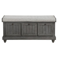 1Pc Durable Storage Bench Dark Gray Finish Foam Cushioned Seat Upholstery Flip Top Seat Solid Wood Home Furniture Distressed Finish Dark Gray Polyester Primary Living Space Grey Flip Top Solid Wood