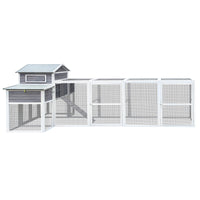 150 Chicken Coop Extra Large Chicken House, Wooden Hen House Black Rust Proof Metal Wire Poultry Cage With Two Nesting Boxes, 5 Perches Gray Wood