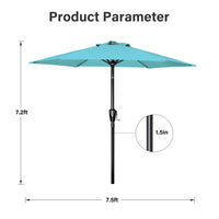 7.5Ft Patio Outdoor Table Market Yard Umbrella With Push Button Tilt Crank, 6 Sturdy Ribs For Garden, Deck, Backyard, Pool, Turquoise Turquoise Manual Garden & Outdoor High Wind Resistant Umbrellas