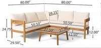 Brooklyn Sofa Set Teak Beige Beige Acacia Wood
