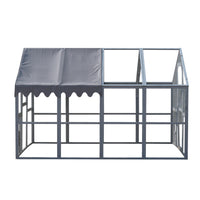 Outdoor Chicken Coop Enclosures 110" Large Kitten Playpen ,Upgrade Waterproof Cover Grey Gray Metal & Wood