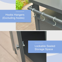 Grill Carts Outdoor Storage Cabinet With Wheels, Metal Outdoor Grill Table Kitchen Dining Table Cooking Prep Bbq Table For Patio, Kitchen Island, Home Party, Bar Grey Grey Aluminum