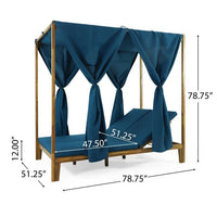 Kenzie Daybed Teak Wood Waterproof Fabric