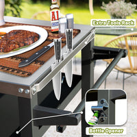 3 Shelf Outdoor Grill Table, Grill Cart Outdoor With Wheels, Pizza Oven And Food Prep Table, Blackstone Table With Stainless Steel Tabletop, Grill Stand For Blackstone Griddle For Outside Bbq Grey Stainless Steel
