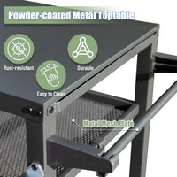 3 Shelf Outdoor Grill Table, Grill Cart Outdoor With Wheels, Pizza Oven Table And Food Prep Table, Blackstone Table With Propane Tank Hook, Grill Stand For Blackstone Griddle For Outside Bbq Grey Steel