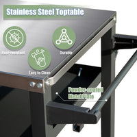 3 Shelf Outdoor Grill Table, Grill Cart Outdoor With Wheels, Pizza Oven And Food Prep Table, Blackstone Table With Stainless Steel Tabletop, Grill Stand For Blackstone Griddle For Outside Bbq Grey Stainless Steel